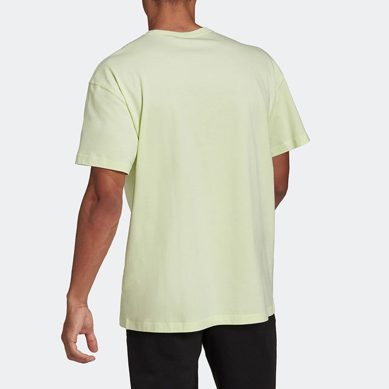 Men's adidas Solid Color Logo Athleisure Casual Sports Short Sleeve Green T-Shirt HE4366