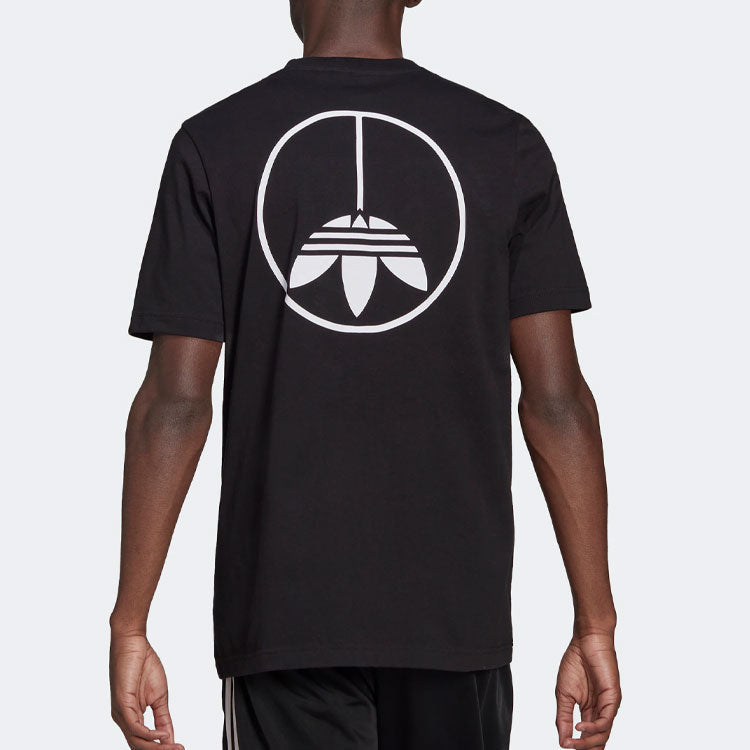 Men's adidas originals Solid Color Alphabet Logo Pattern Round Neck Short Sleeve Black T-Shirt HF4908