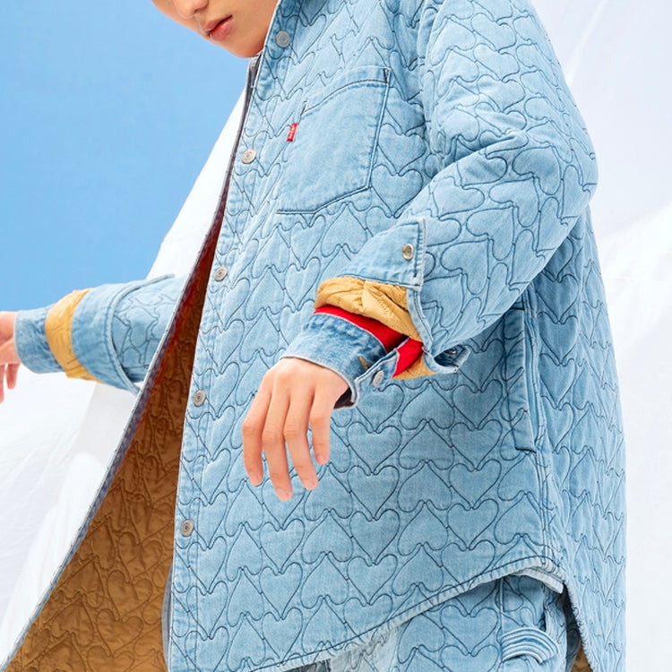 Men's Levis Heart Shape Pattern Full Print Long Sleeves Shirt Blue A0370-0000