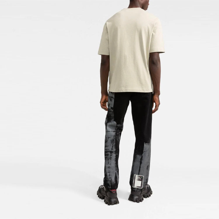 Men's Off-White SS21 Logo Pattern Short Sleeve Loose Fit Light Khaki T-Shirt OMAA121F21JER0011710