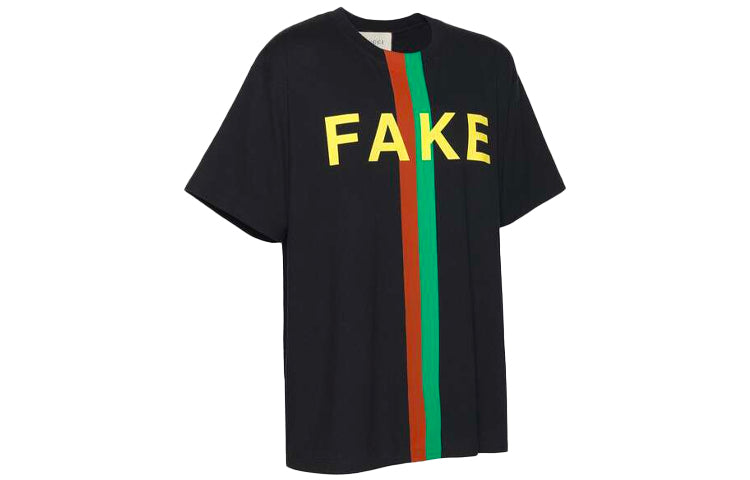 Gucci Fake/Not Print Oversize T-Shirt 'Black' 616036-XJCXX-1082