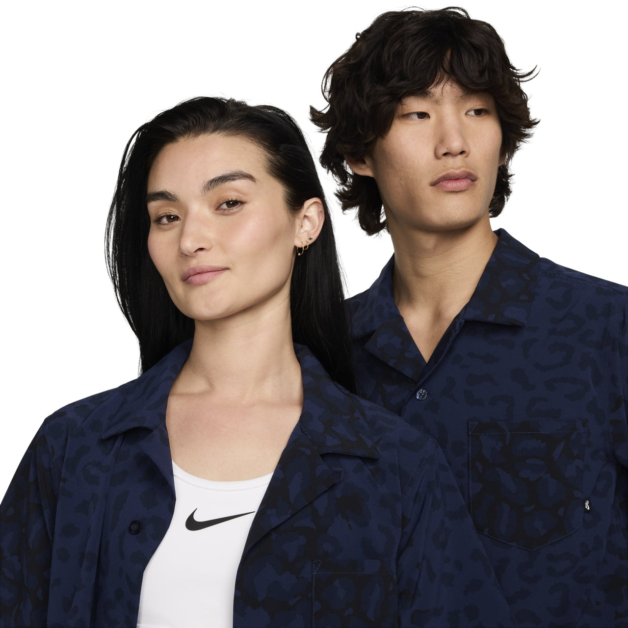 Nike Print Bowler Short Sleeve Button-Down Skate Shirt Asia Sizing 'Midnight Navy' FN2596-410