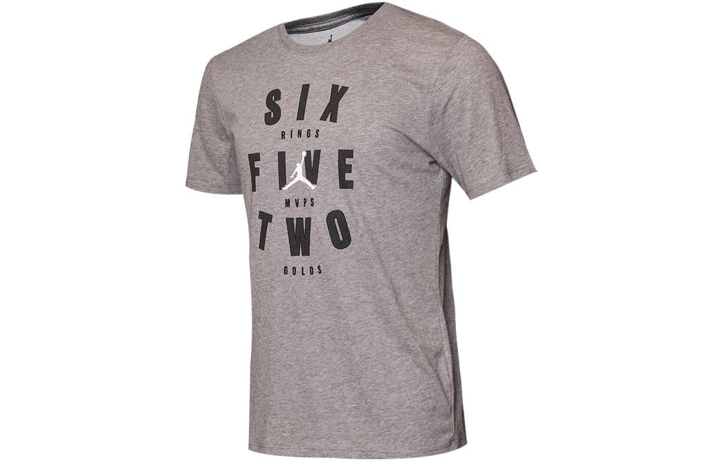 Men's Air Jordan Printing Logo Solid Color Round Neck Short Sleeve Gray T-Shirt 939613-091