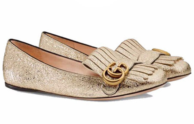 (WMNS) Gucci Marmont Ballet Flat 'Platinum' 453373-DKT00-7100