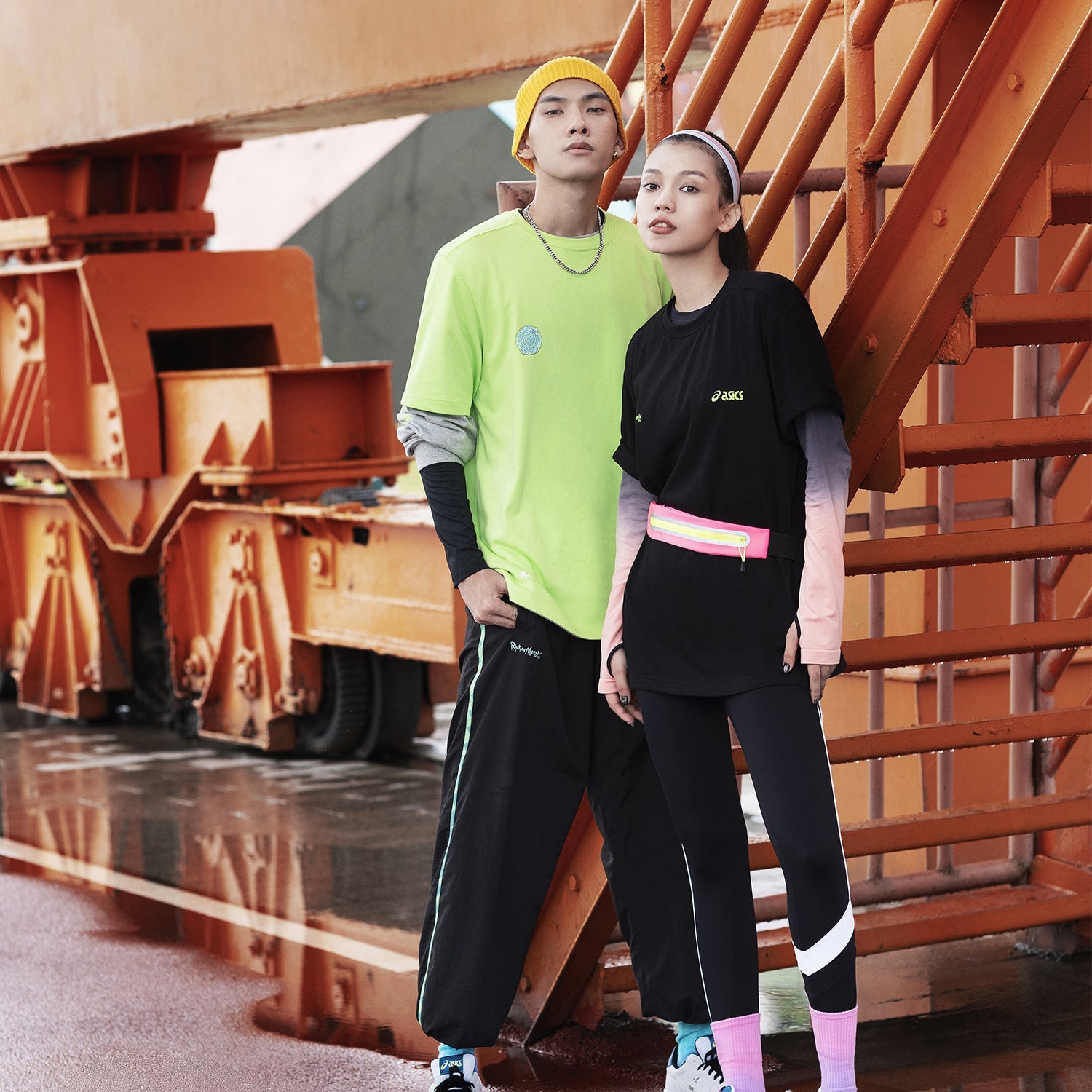 ASICS x Rick and Morty Crossover Cartoon Printing Sports Round Neck Short Sleeve Couple Style Black 2203A032-001