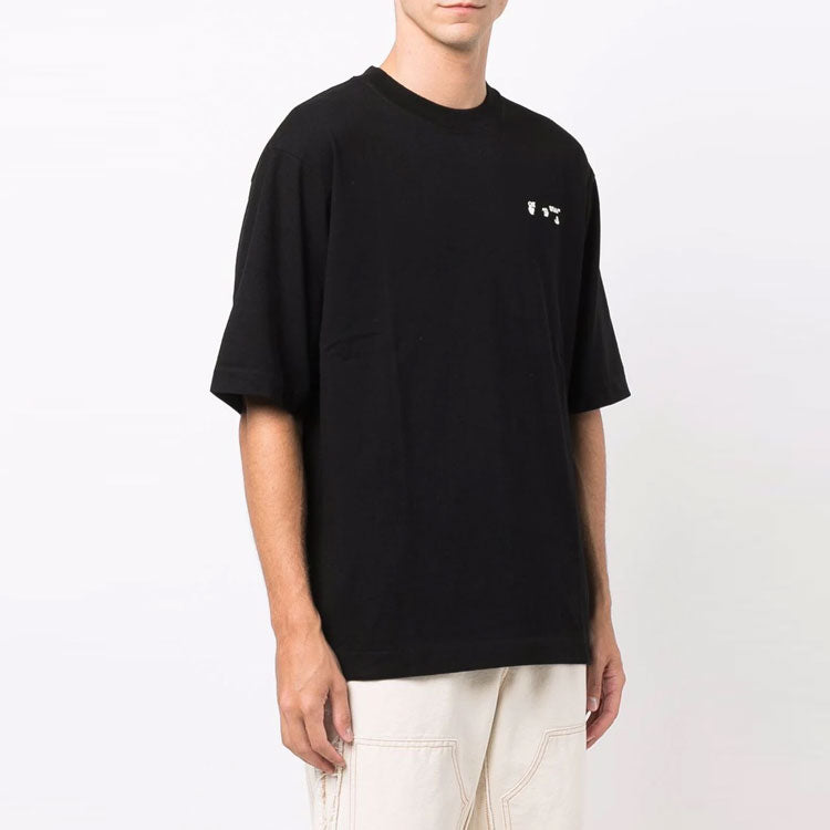 Off-White FW21 Logo Printing Round Neck Short Sleeve Ordinary Version Black OMAA119F21JER0021001