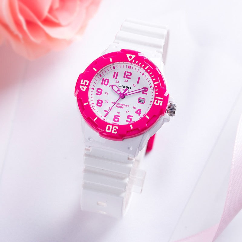 CASIO Waterproof Pink/White Analog LRW-200H-4B
