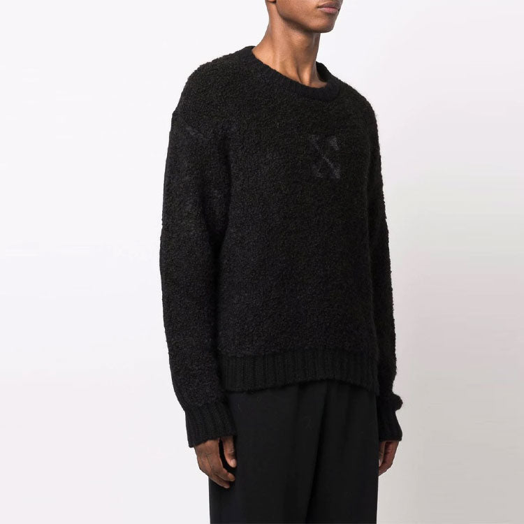 Men's Off-White FW21 Logo Arrow Pattern Long Sleeves Wool Sweater Black OMHE103F21KNI00110101010