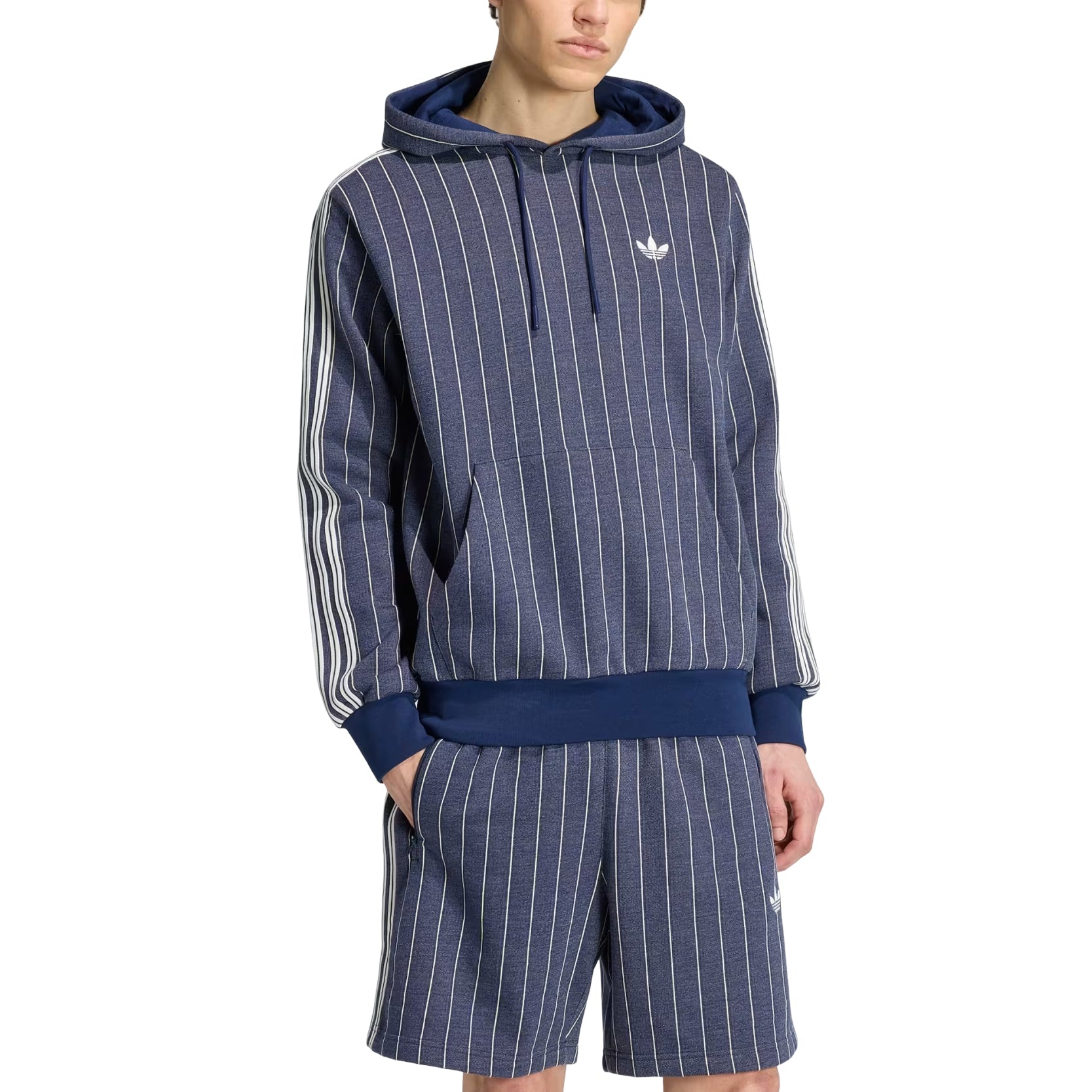 adidas Pinstripes Hoodie Asia Sizing 'Night Indigo' KR9704