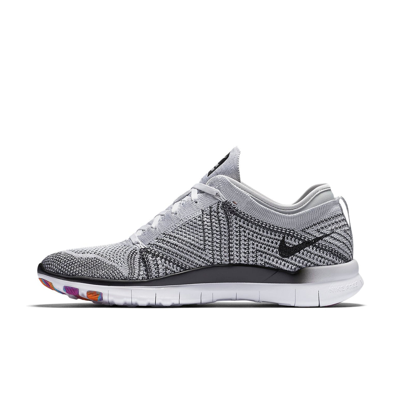 (WMNS) حذاء جري Nike Free TR Trainer Flyknit منخفض الرقبة أسود/أبيض/رمادي 718785-100