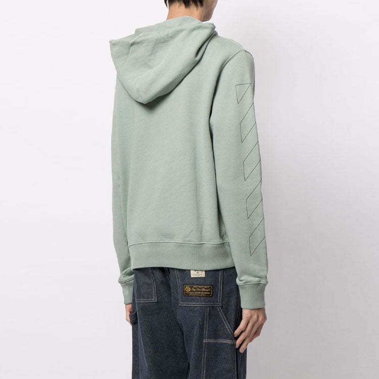 Off-White Diag Stripe Logo Printing Loose Fit Green OMBB034R21FLE0025010
