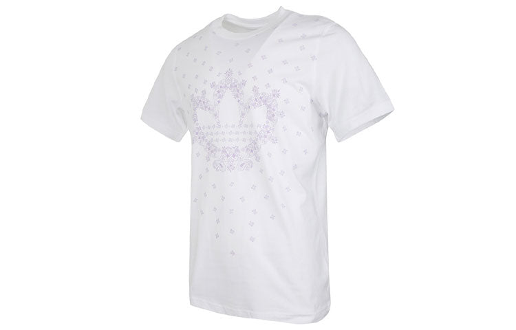 Men's adidas originals Bandana Trefoil Pattern Logo Printing Round Neck Short Sleeve White T-Shirt DX3651