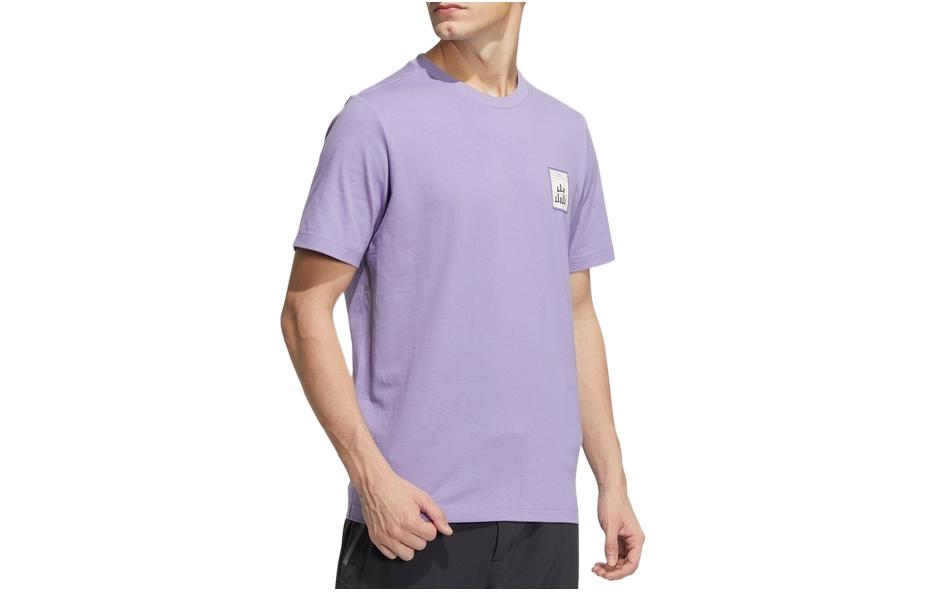 adidas Pattern Printing Casual Round Neck Short Sleeve Couple Style Purple HT3209