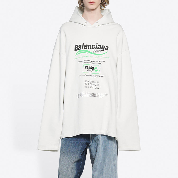 Men's Balenciaga FW21 Logo Alphabet Printing Loose White 662424TKVF89085