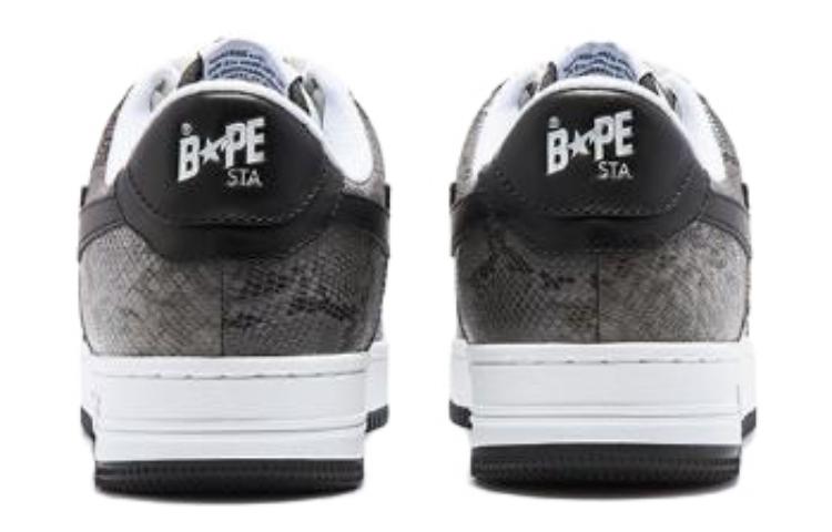 (WMNS) A BATHING APE Sta Leather Low 'Black White' 1I80-291-009-BLCKWHITE