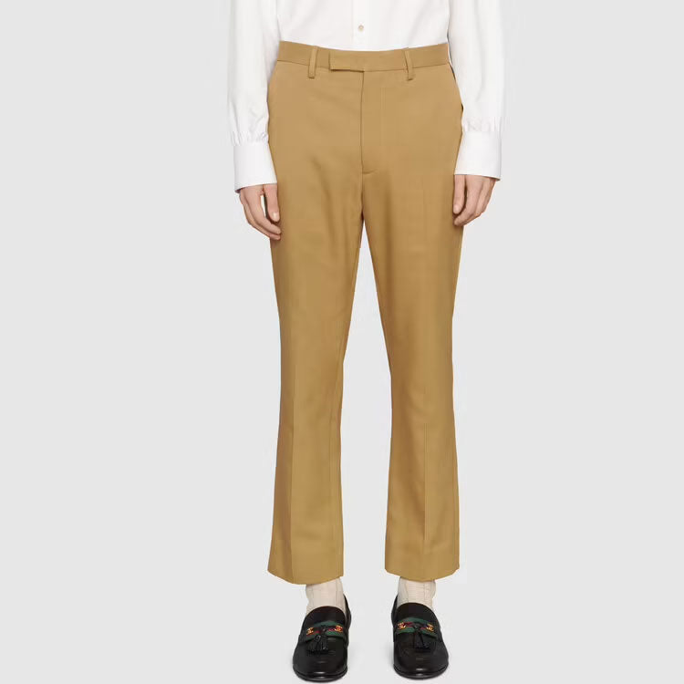 Gucci Cotton Ankle Pant With Web 'Light Brown' 668588-Z8AQY-9727