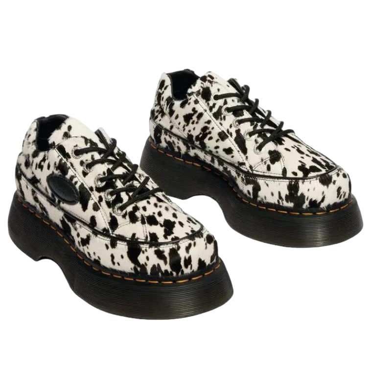Dr. Martens Buzz 5-Eye Dalmatian Hair-On Leather Shoes 'Cream Black' 42846100