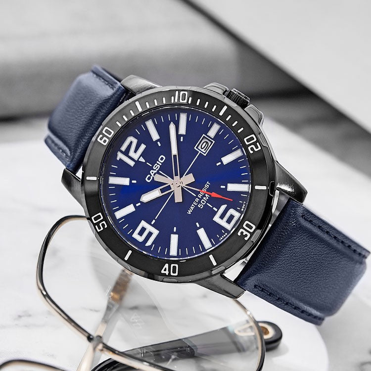 Casio Dress Classic Analog Watch 'Metallic Blue' MTP-VD01BL-2BV