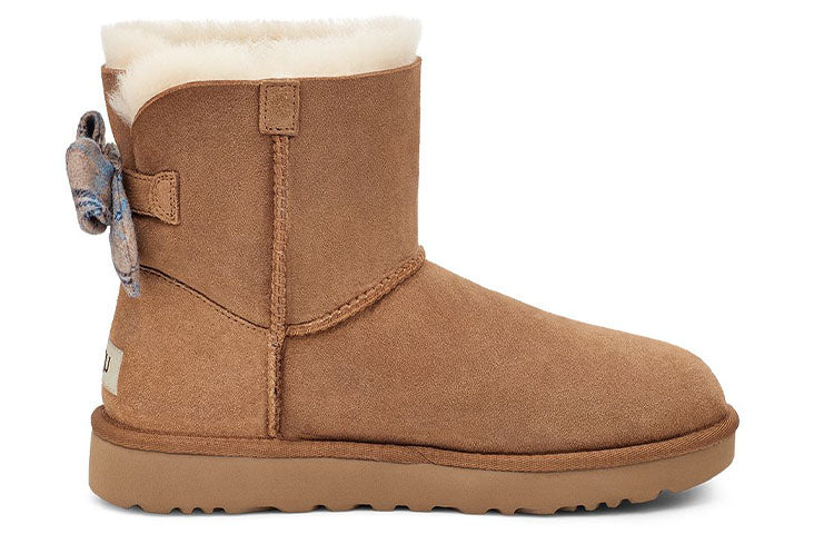 (WMNS) UGG Mini Bailey Bow Plaid Ribbon 1119115-CHE