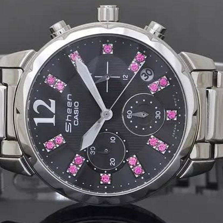 CASIO SHEEN Waterproof Stainless Steel Strap Black Analog SHN-5012D-1A