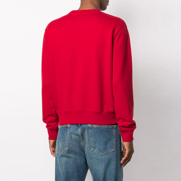 Off-White SS21 Logo Round Neck Long Sleeves Version Red OMBA025S21FLE0022510