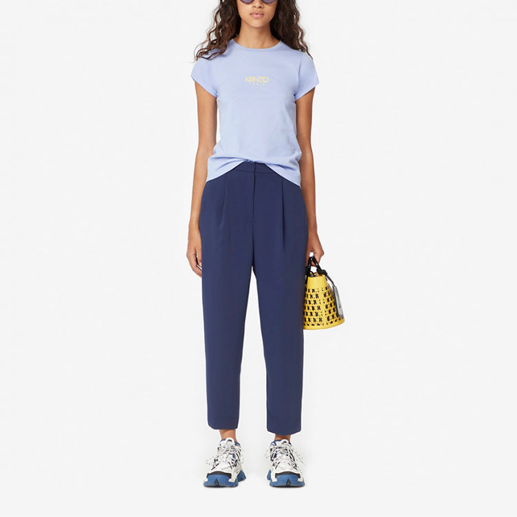 KENZO Alphabet Logo Pure Cotton Round Neck Short Sleeve Lavender Purple T-Shirt FA52TS710937-65