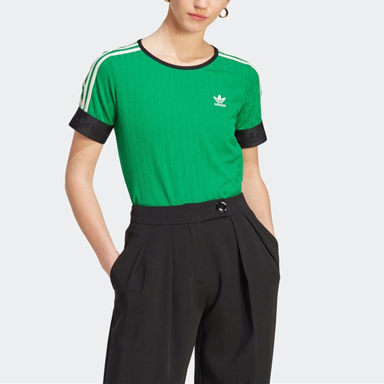 (WMNS) adidas originals SS23 adicolor 70s Knit T-Shirt 'Green' IK7844