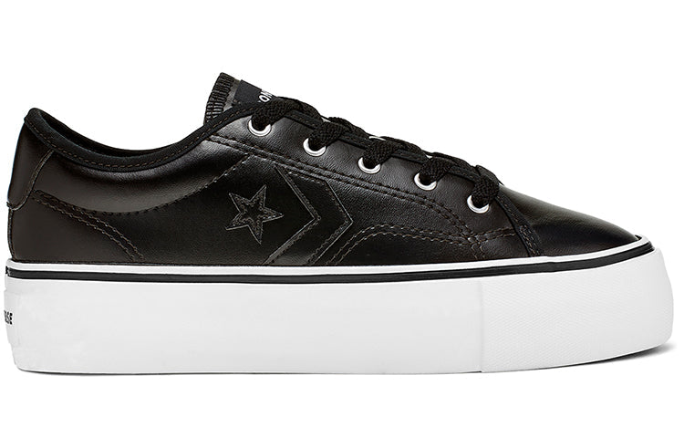 (WMNS) Converse Star Replay Platform Leather Low Top Thick Sole Black White 565249C