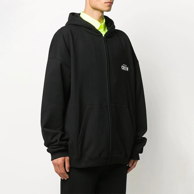 Balenciaga Crew Alphabet Printing Zipper Unisex Black 620974TIV751070