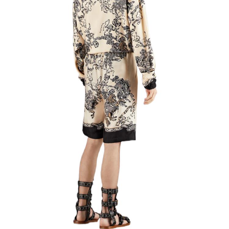 Gucci Silk Shorts With Roi Soleil Print 'Ivory Black' 672698-ZAKU1-9285