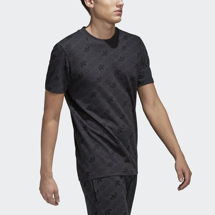 adidas originals Logo Full Print Sports Short Sleeve Black CE1556