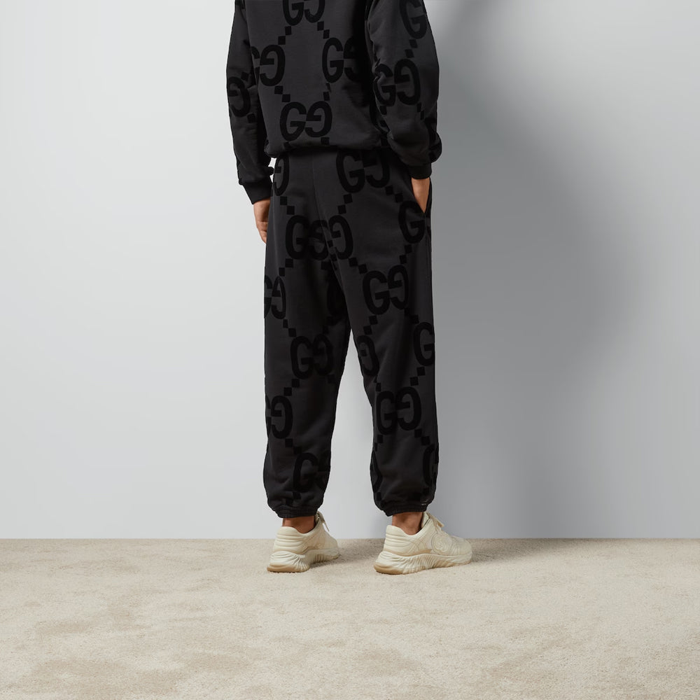 Gucci GG Flocked Print Cotton Fleece Sweattrouser 'Black' 768502-XJF37-1868
