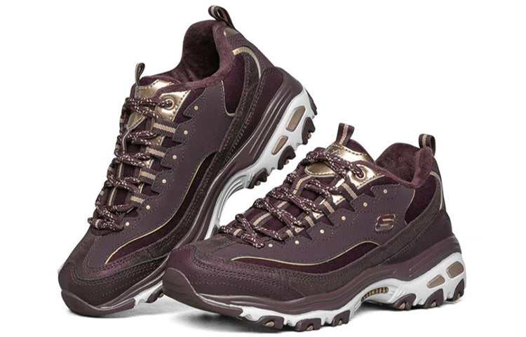 (WMNS) Skechers D'lites Running Shoes Red 66666078-BURG