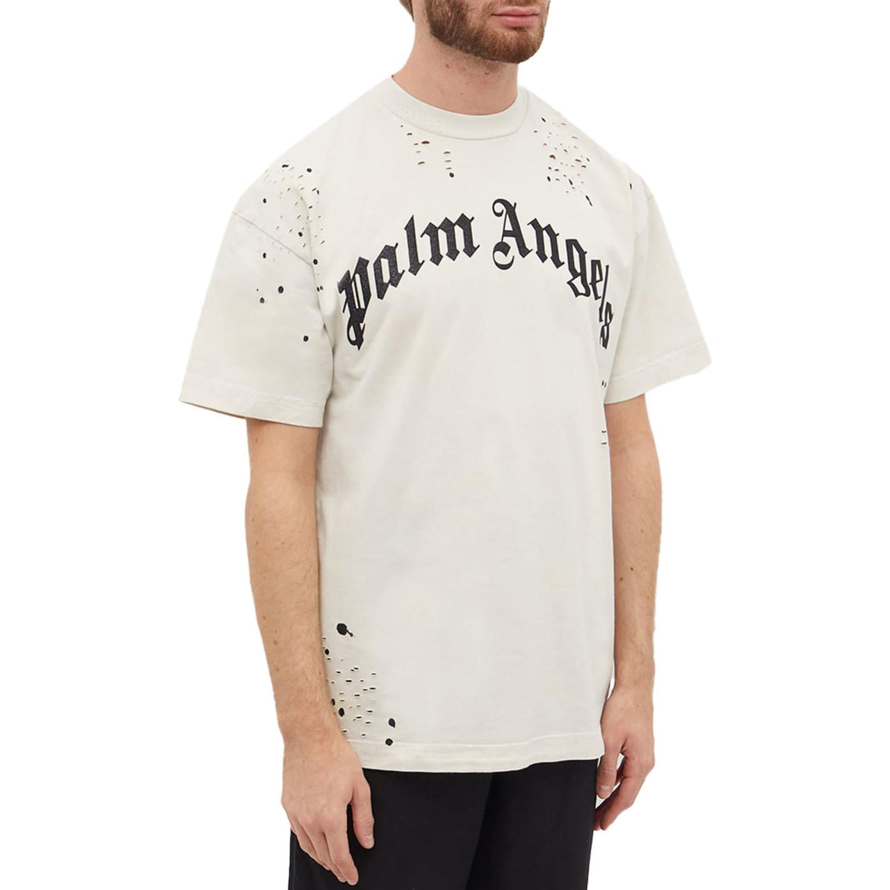 Palm Angels Glittered Logo Classic T-Shirt 'Off White' PMAA072F22JER0050310