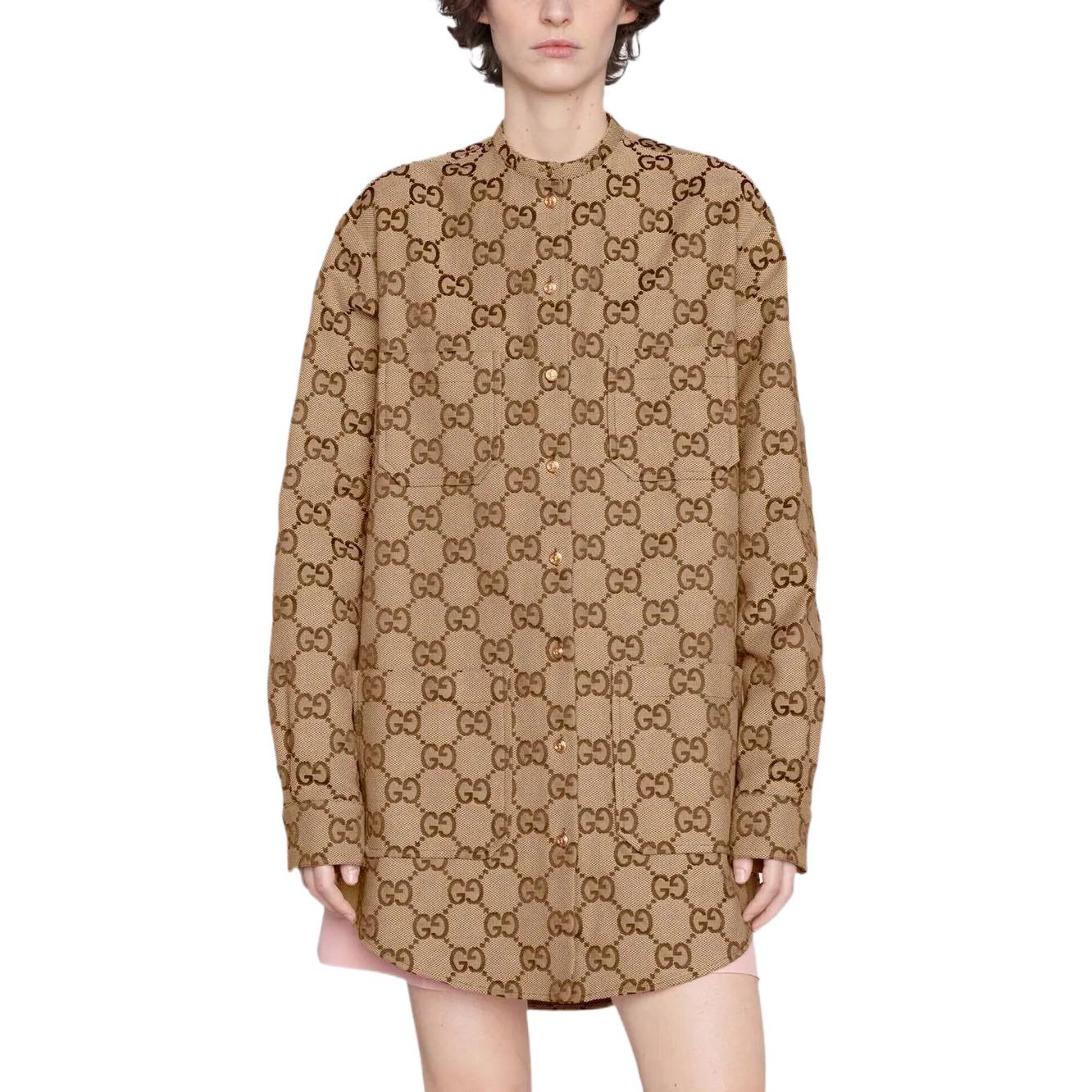 (WMNS) Gucci Maxi GG Canvas Shirt 'Camel Ebony' 669337-ZAHT5-2580