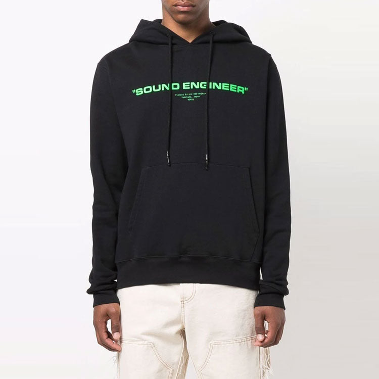 Men's Off-White FW21 Painting Pattern Drawstring Hood Long Sleeves Loose Fit Black OMBB034G21FLE0011059