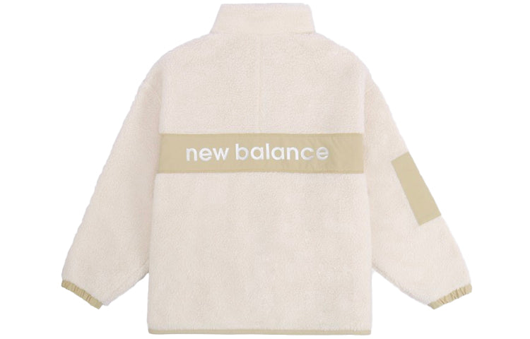 (WMNS) New Balance Splicing Retro Stand Collar Knit Lamb's Wool Short Beige Jacket AWJ13326-MSU