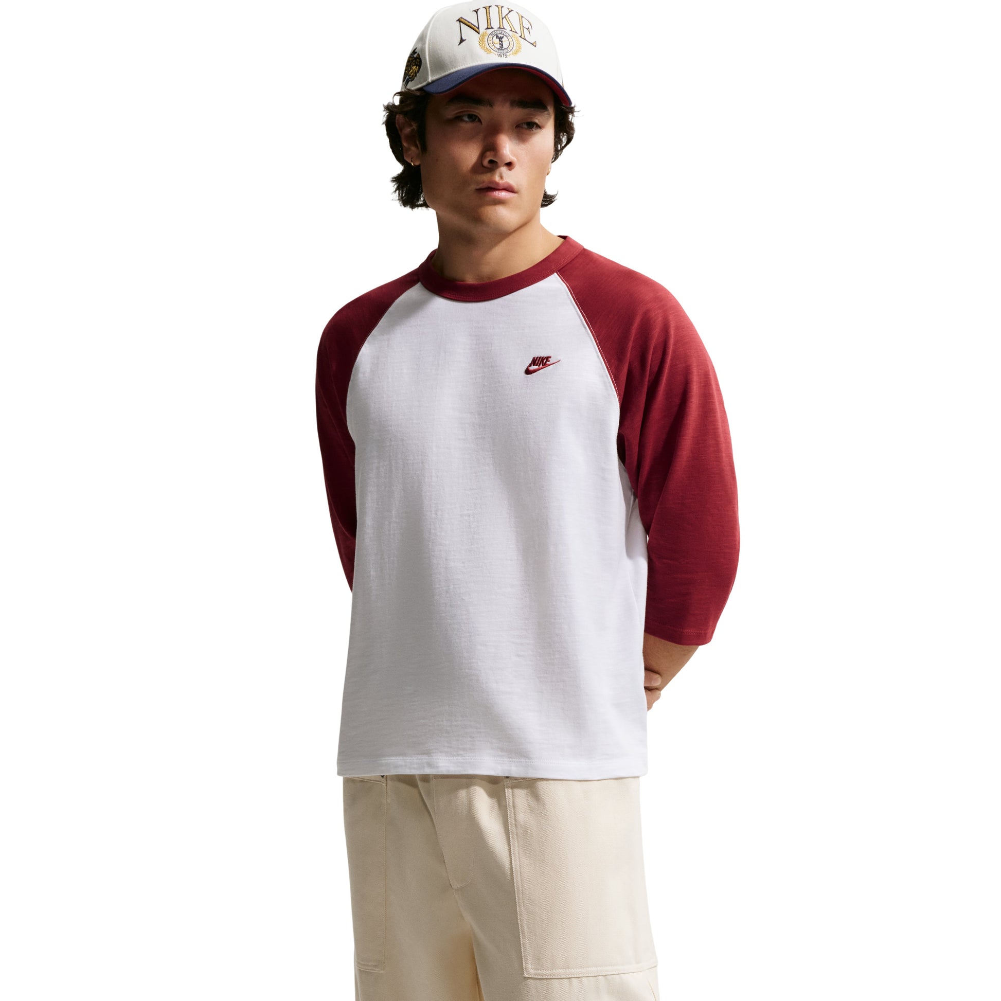 Nike Sportswear Club 3/4 Sleeve Raglan Top 'Team Crimson White' IF0756-613