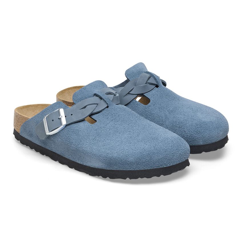 Birkenstock Boston Braided Suede Leather Narrow Fit Sandals 'Elemental Blue' 1026659