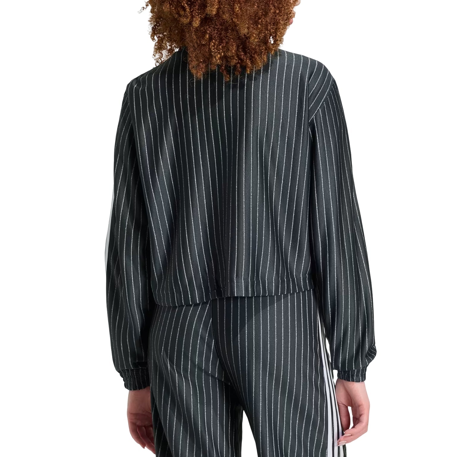 (WMNS) adidas Firebird Pinstripe Track Jacket Asia Sizing 'Black Silver Metallic' KR9576