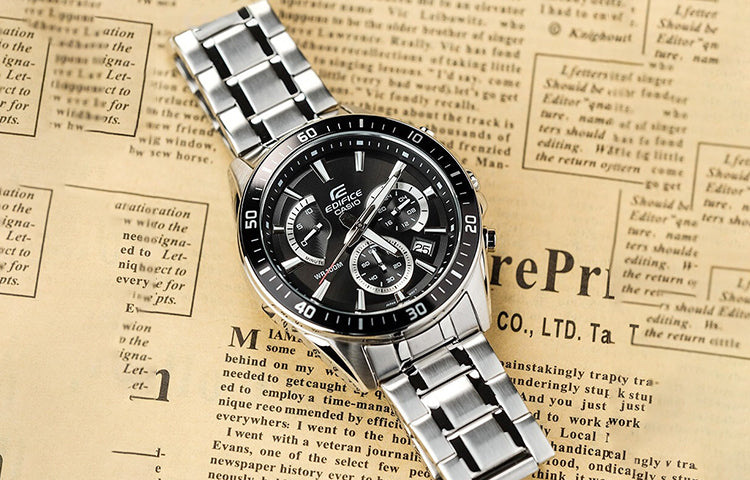 CASIO EDIFICE Waterproof Sports Stainless Steel Strap Mens Black Analog EFR-552D-1AVUPR