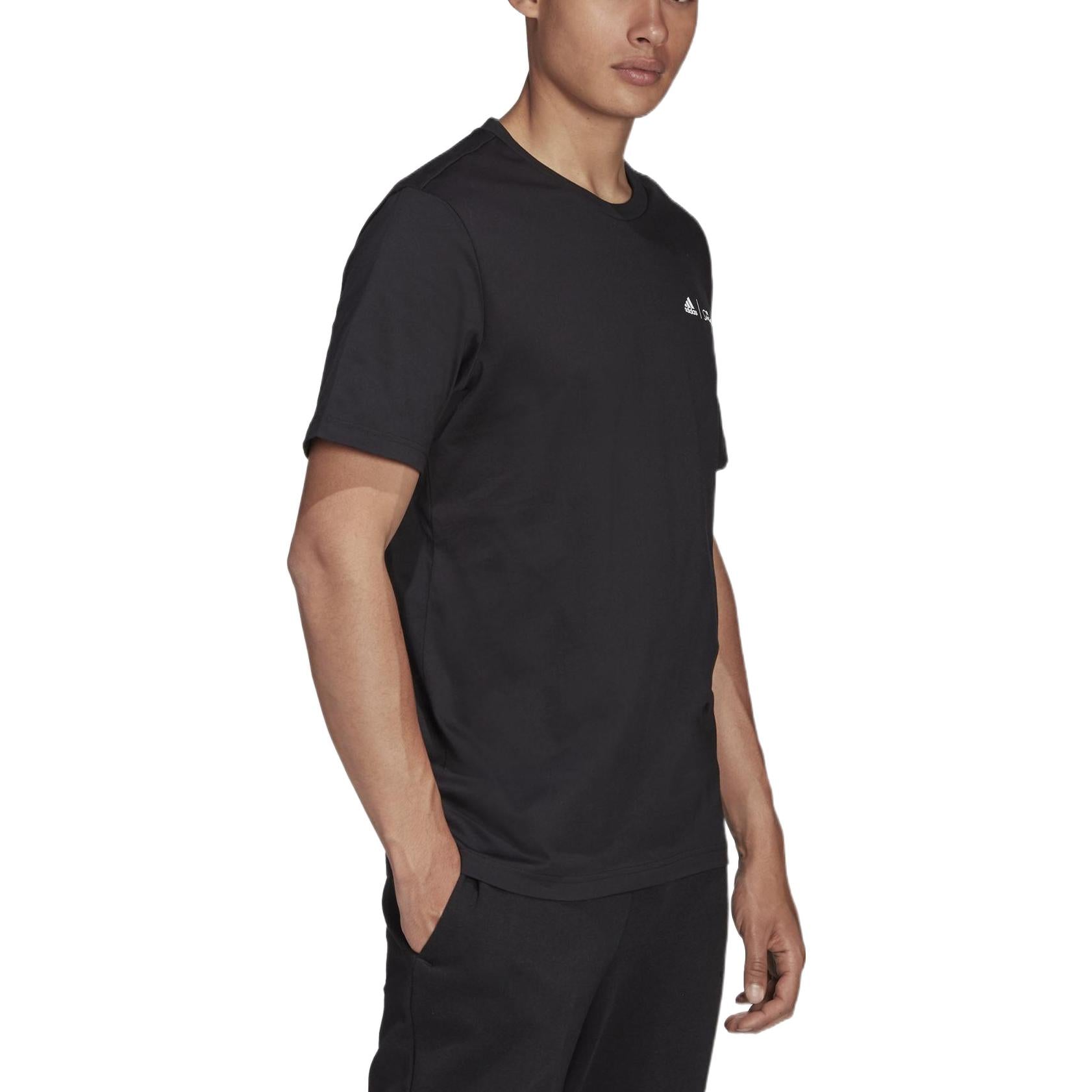 Men's adidas Cartoon Skateboard Juvenile Logo Printing Round Neck Short Sleeve Black T-Shirt GS6221