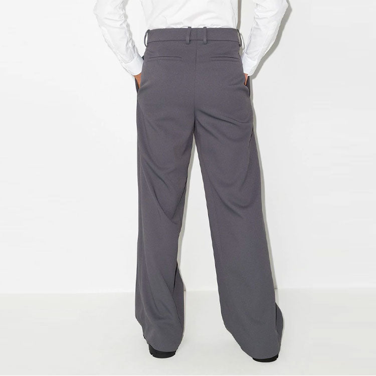 Men's Off-White FW21 Solid Color Straight Suit Casual Long Pants/Trousers Loose Fit Gray OMCA201F21FAB0020900