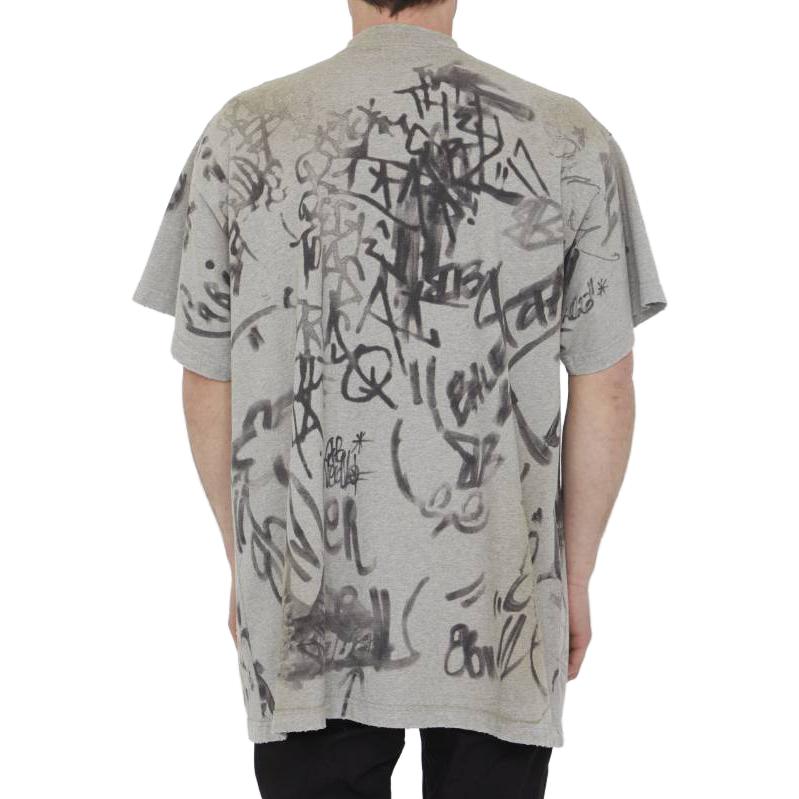 Balenciaga Skater Graffiti T-Shirt 'Heather Grey' 739028TOVA71300