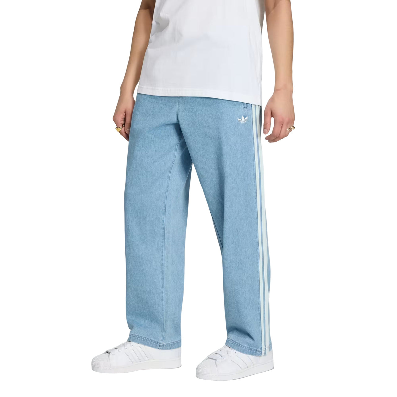 adidas Denim Firebird Pants Asia Sizing 'Light Blue' KX1195