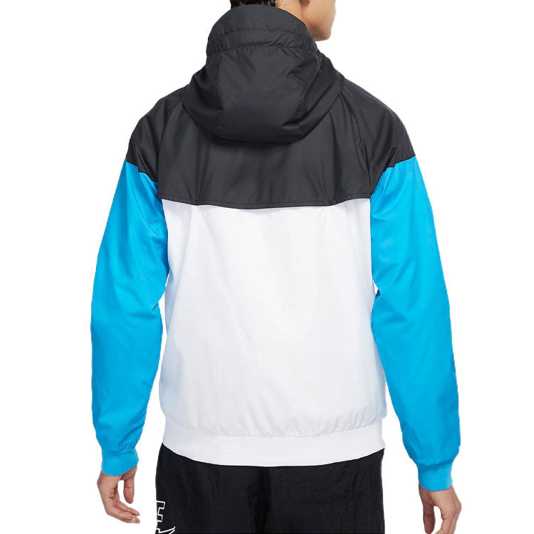 Men's Nike Contrast Color Stitching Sports Hooded Logo Jacket Autumn Blue AT5271-105