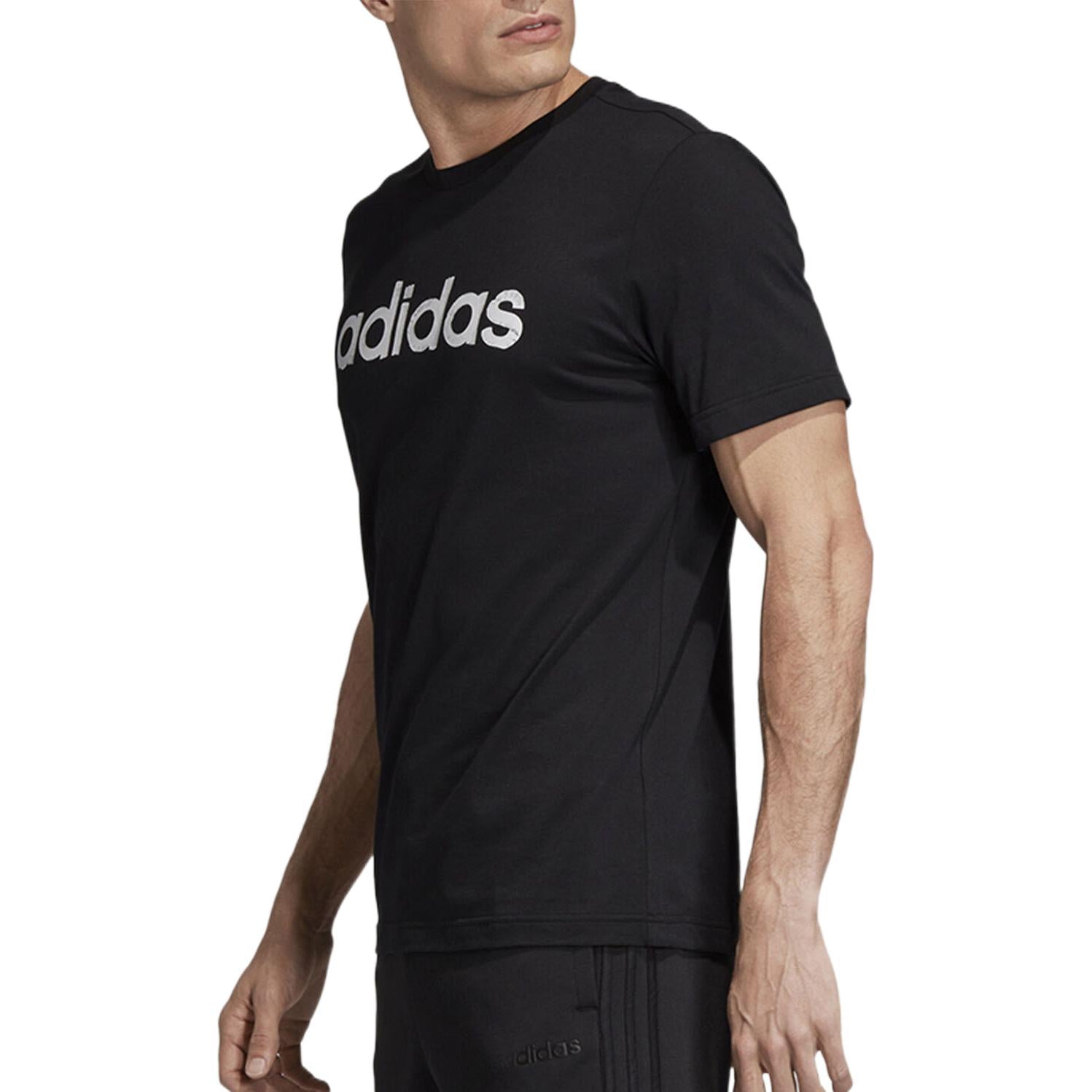 Men's adidas Alphabet Logo Printing Round Neck Casual Short Sleeve Black T-Shirt EI4599