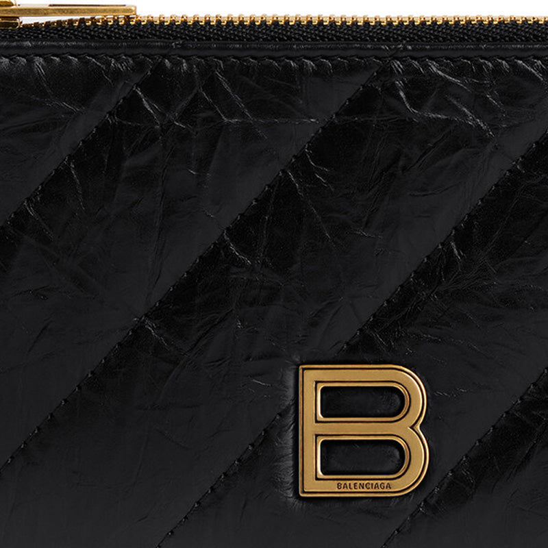 (WMNS) Balenciaga Crush Long Coin And Card Holder Quilted 'Black' 766465210J11000