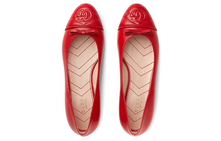 (WMNS) Gucci Ballet Flat With Double G Leather 'Red' 680878-BKO60-6549