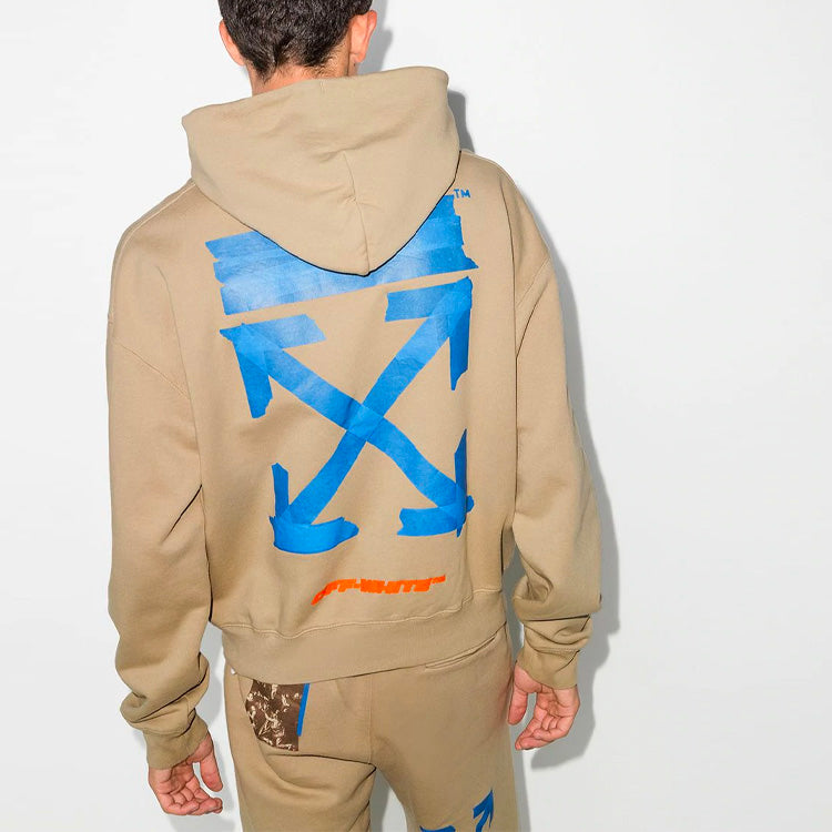 Men's Off-White Alphabet Printing Loose Khaki OMBB037G20FLE0121740